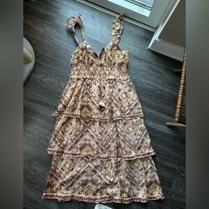 Cleobella Stella Ankle Midi Dress Geo Zest 100% Organic Cotton